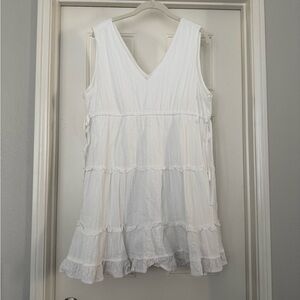 Anthropologie New In womans boho White Eyelet mini Dress size l eyelet